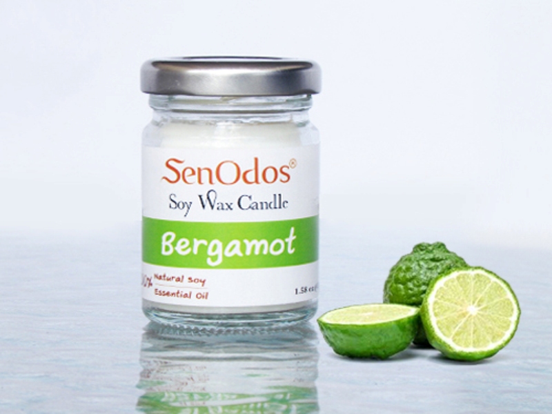 SenOdos เทียนหอม อโรม่า Bergamot Scented Soy Candle Aroma 45 g.- กลิ่นมะกรูดแท้
