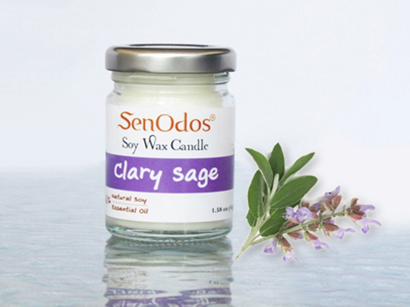 SenOdos เทียนหอมอโรม่า Clary Sage Soy Candle 45 g.- กลิ่นแครี่เซจ