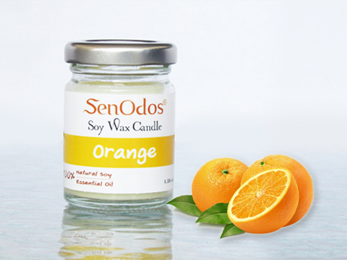 SenOdos เทียนหอม อโรม่า Orange Scented Soy Candle Aroma 45 g.- กลิ่นส้มแท้